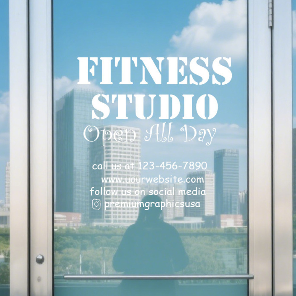 Pilates X Yoga - Özelleştirilebilir Stüdyo Pencere Çıkartması / Şirketiniz