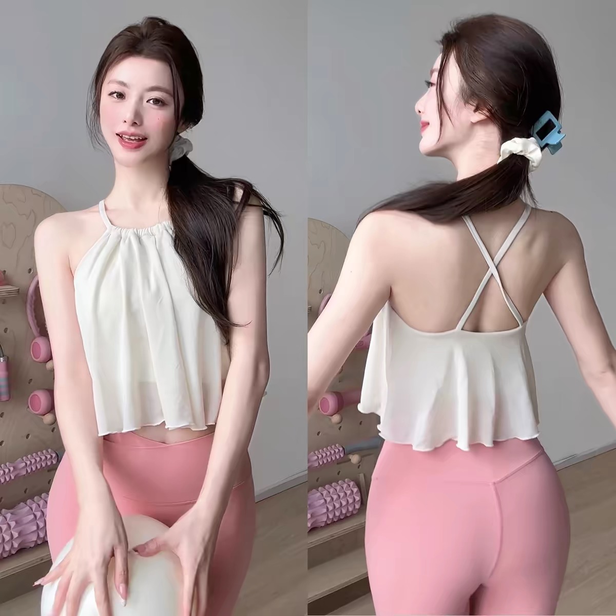 Pilates Yoga Clothes - Bulut algılamalı örgü küçük askı spor