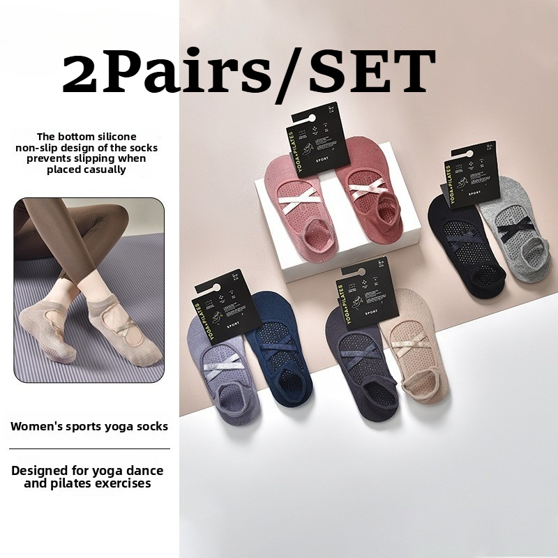 Pilates Yoga Clothes - 2 çift nefes alabilen pamuklu ter
